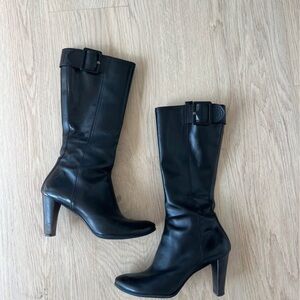 Black Leather Knee-High Boots